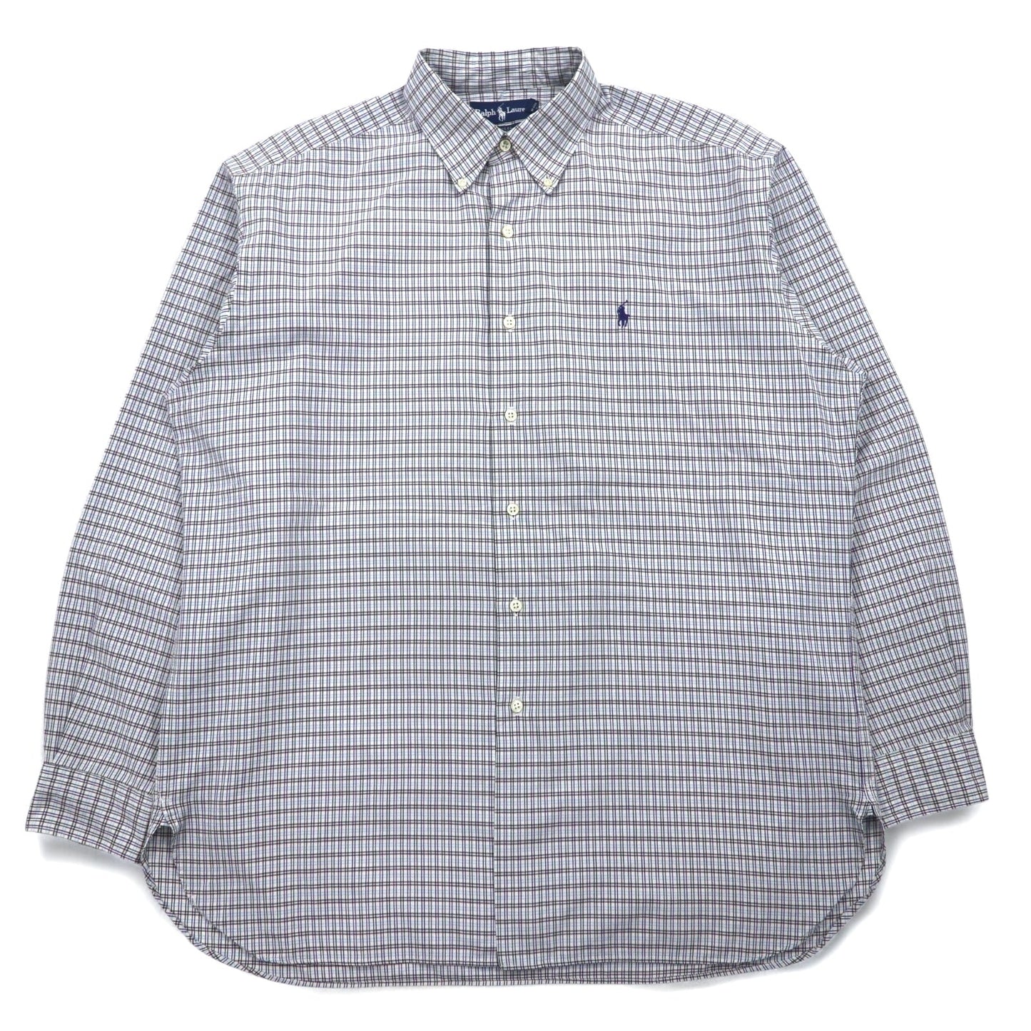 RALPH LAUREN 90年代 MCMEEL ビッグサイズ ボタンダウンシャツ L ブルー チェック スモールポニー刺繍