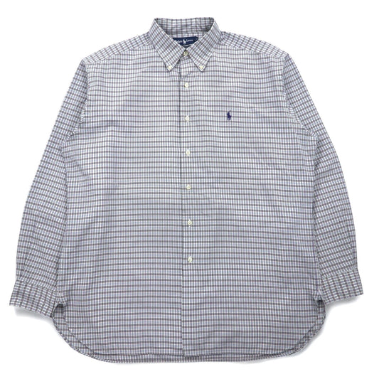 RALPH LAUREN 90年代 MCMEEL ビッグサイズ ボタンダウンシャツ L ブルー チェック スモールポニー刺繍
