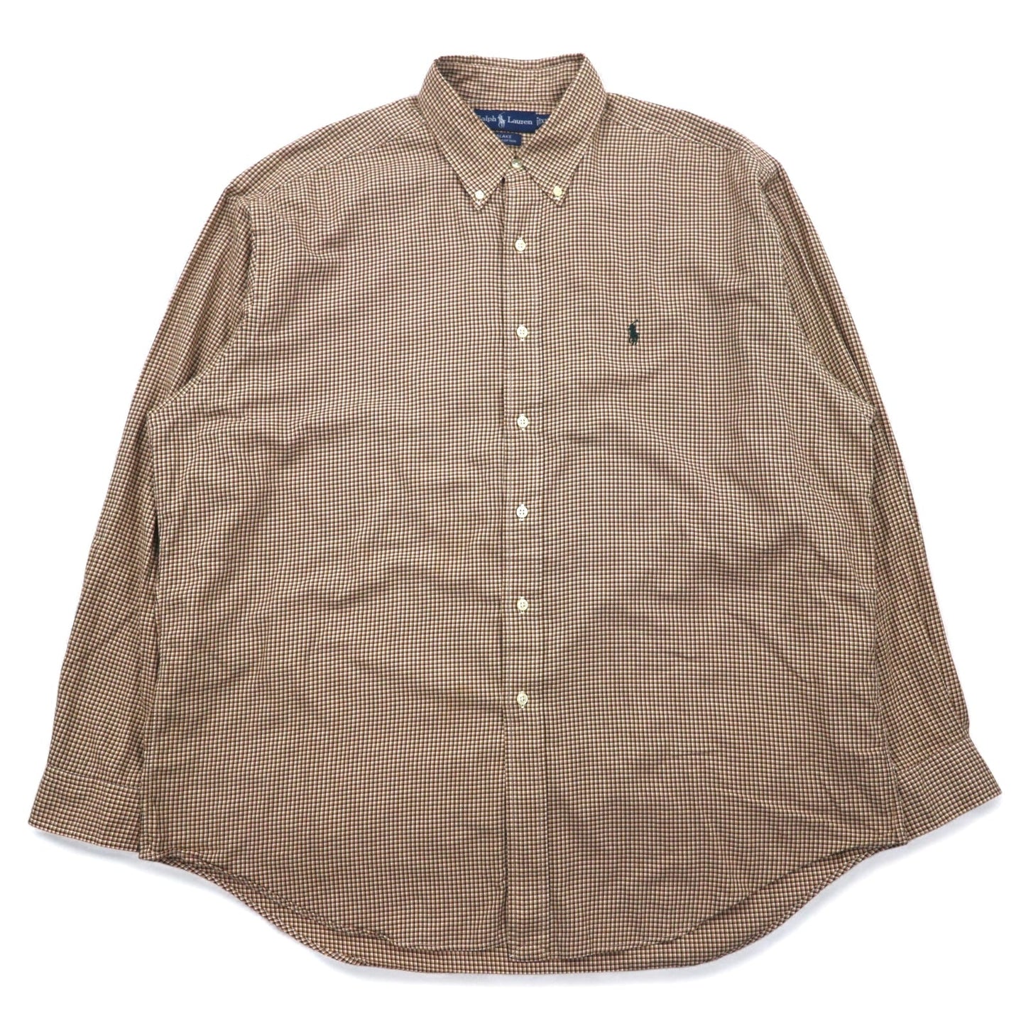 RALPH LAUREN 90年代 BLAKE ビッグサイズ ボタンダウンシャツ XL ブラウン チェック スモールポニー刺繍