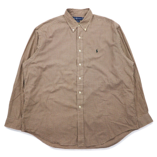 RALPH LAUREN 90年代 BLAKE ビッグサイズ ボタンダウンシャツ XL ブラウン チェック スモールポニー刺繍