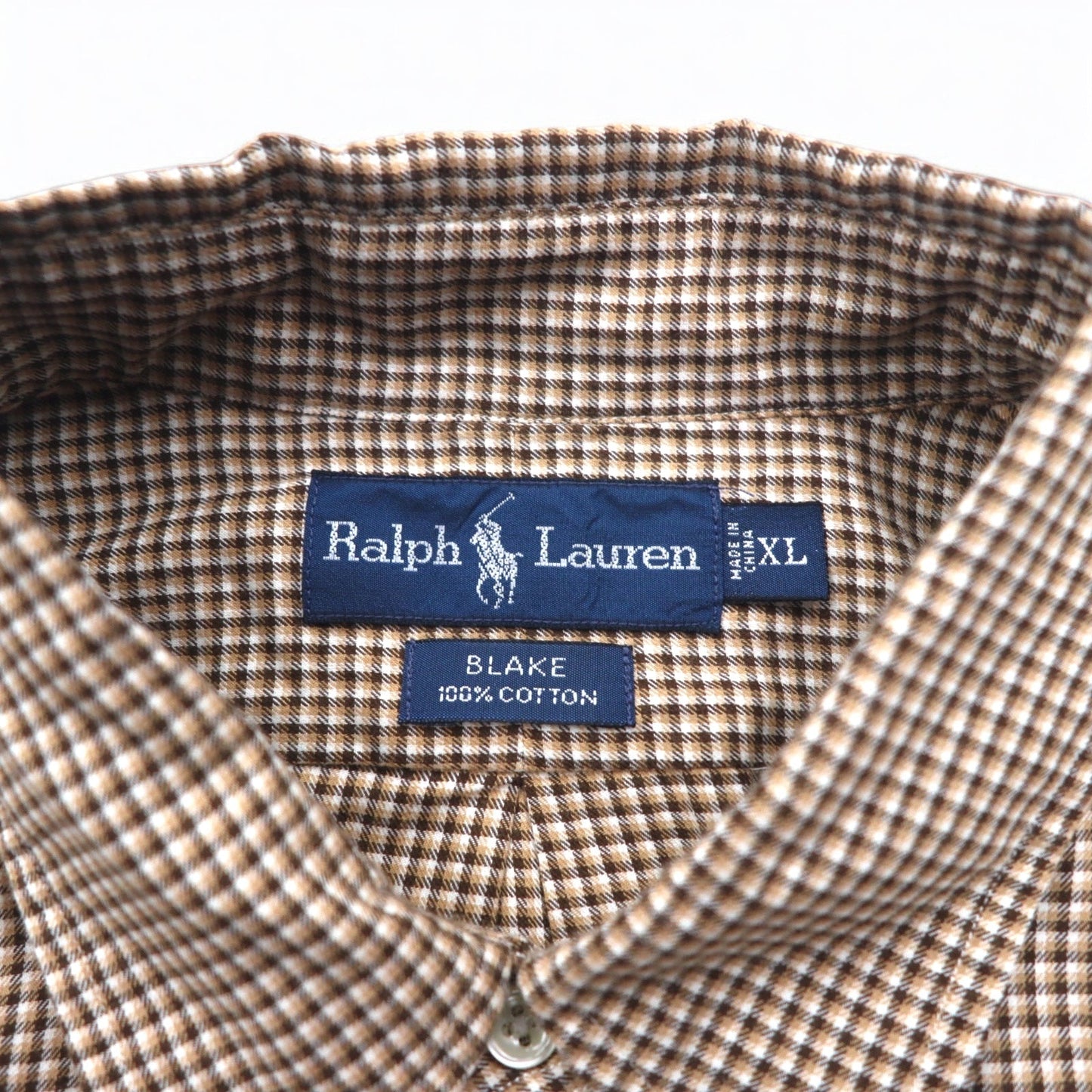 RALPH LAUREN 90年代 BLAKE ビッグサイズ ボタンダウンシャツ XL ブラウン チェック スモールポニー刺繍