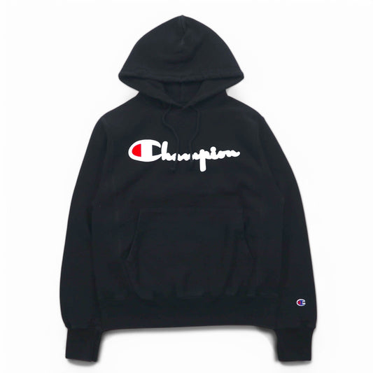 Champion リバースウィーブ REVERSE WEAVE プルオーバーパーカー L ブラック スクリプトロゴ 青単タグ 復刻 ホンジュラス製