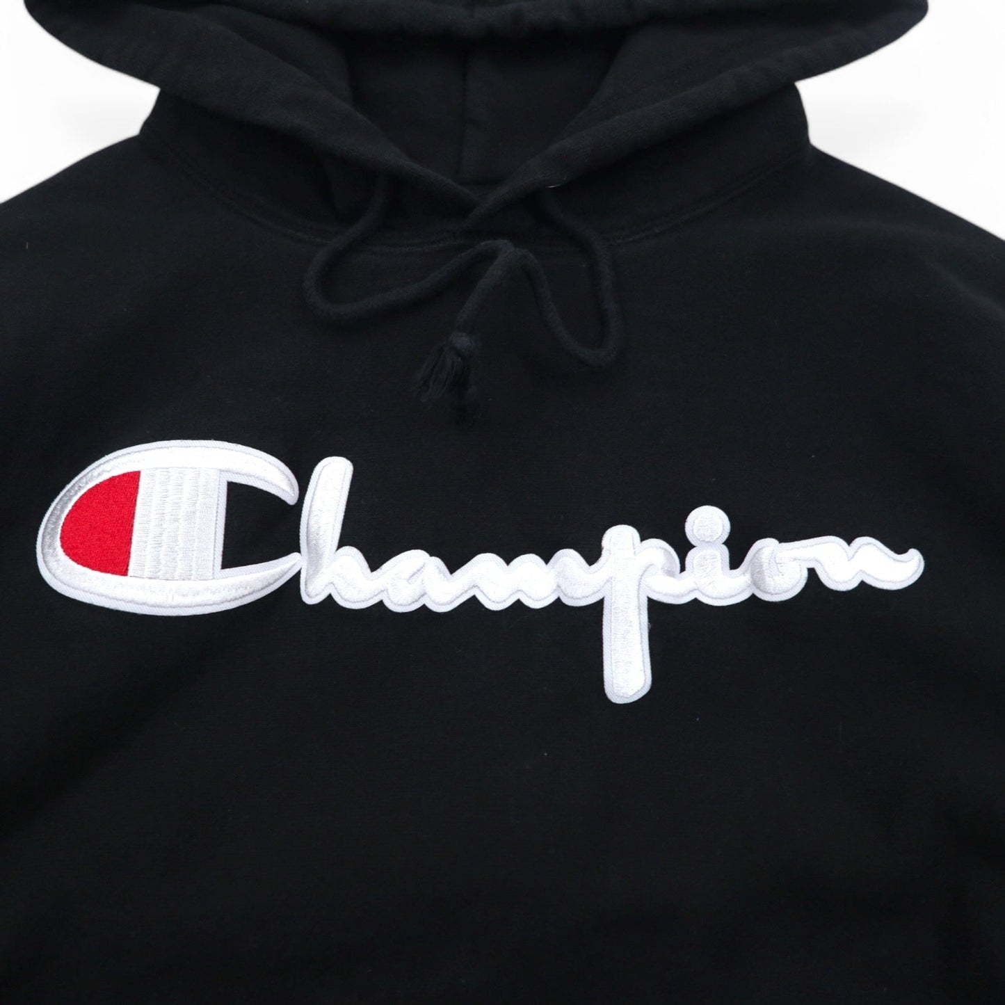 Champion リバースウィーブ REVERSE WEAVE プルオーバーパーカー L ブラック スクリプトロゴ 青単タグ 復刻 ホンジュラス製