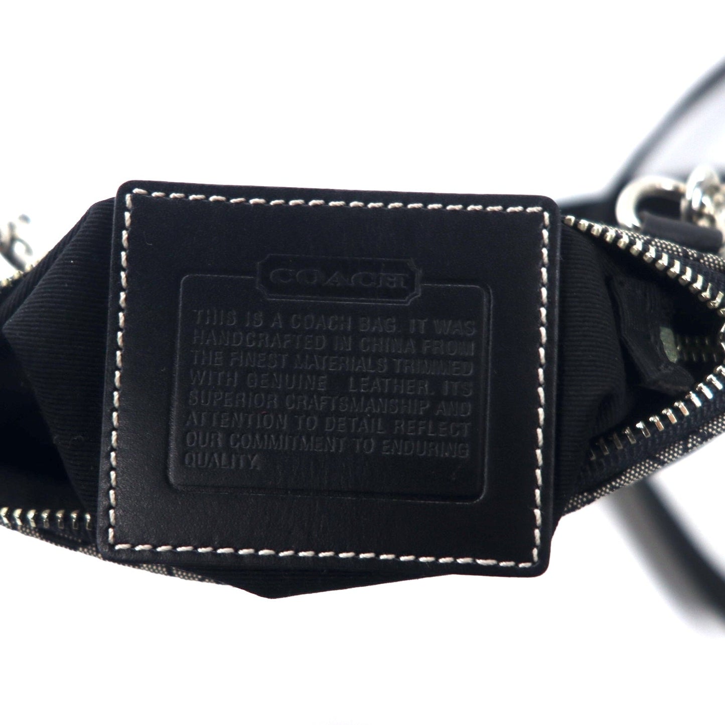 COACH ミニシグネチャー ショルダーバッグ グレー キャンバス レザー
