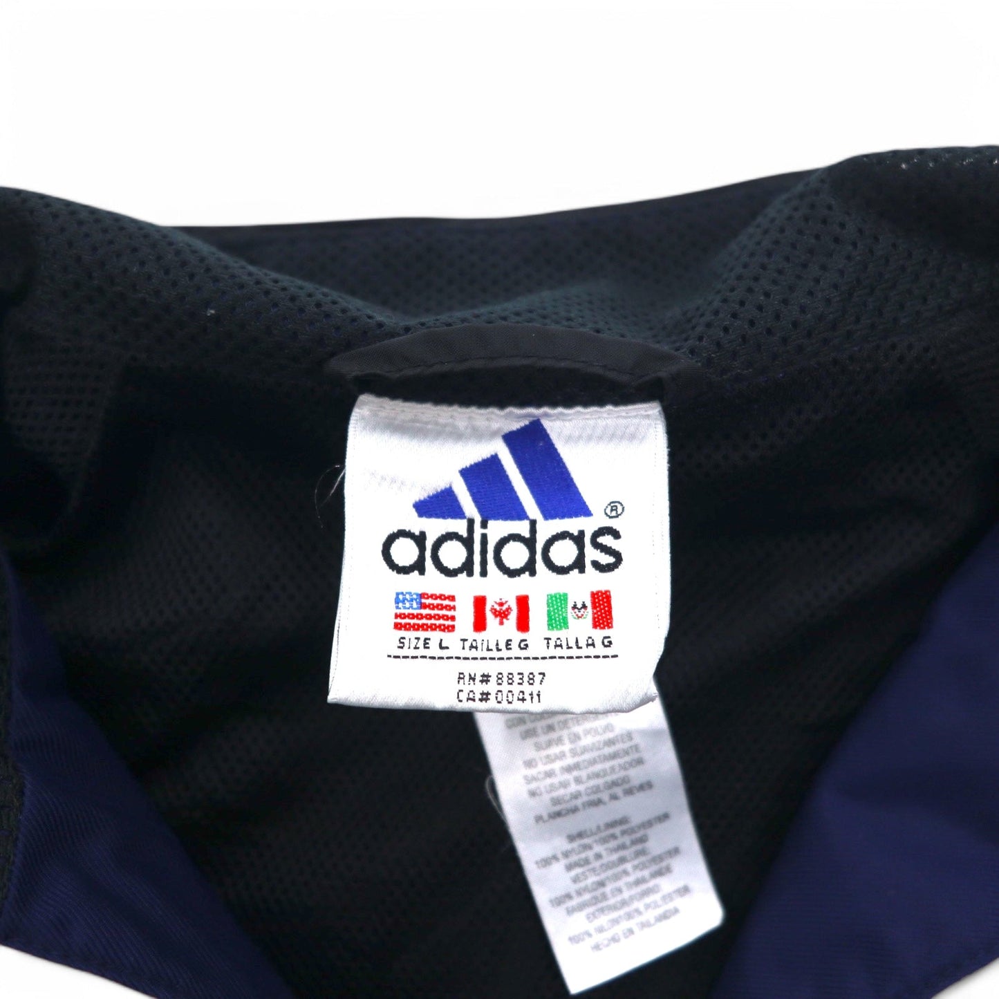 adidas 90年代 万国旗タグ センター 3ストライプ ナイロン トラックジャケット ジャージ L ネイビー Boston Marathon