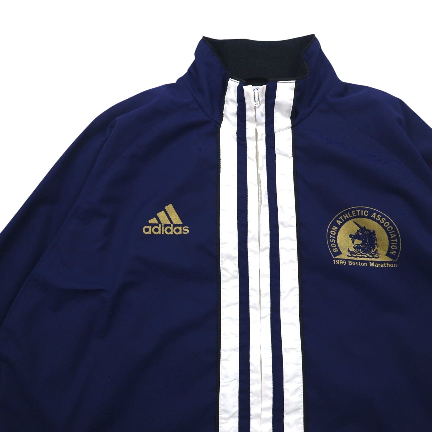 adidas 90年代 万国旗タグ センター 3ストライプ ナイロン トラックジャケット ジャージ L ネイビー Boston Marathon