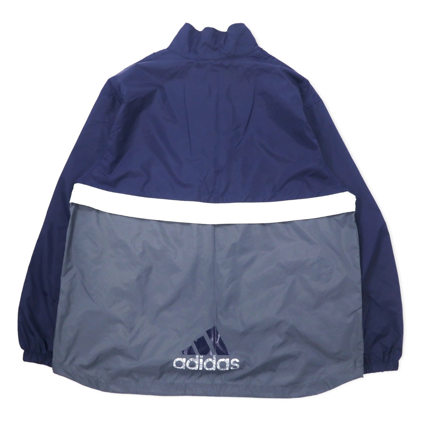 adidas 90年代 ハーフジップ ナイロンジャケット XL ネイビー 3ストライプス 万国旗タグ ビッグサイズ