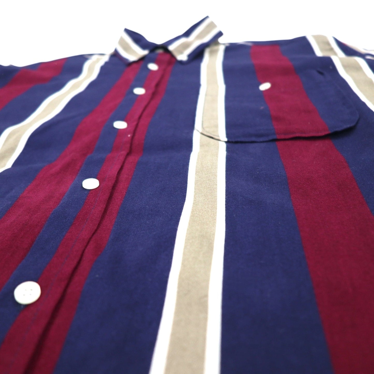 Vintage 90s Stripe Button Down Shirt Shirt CHEROKEE ボタンダウンシャツ L ネイビー ストライプ トルコ製