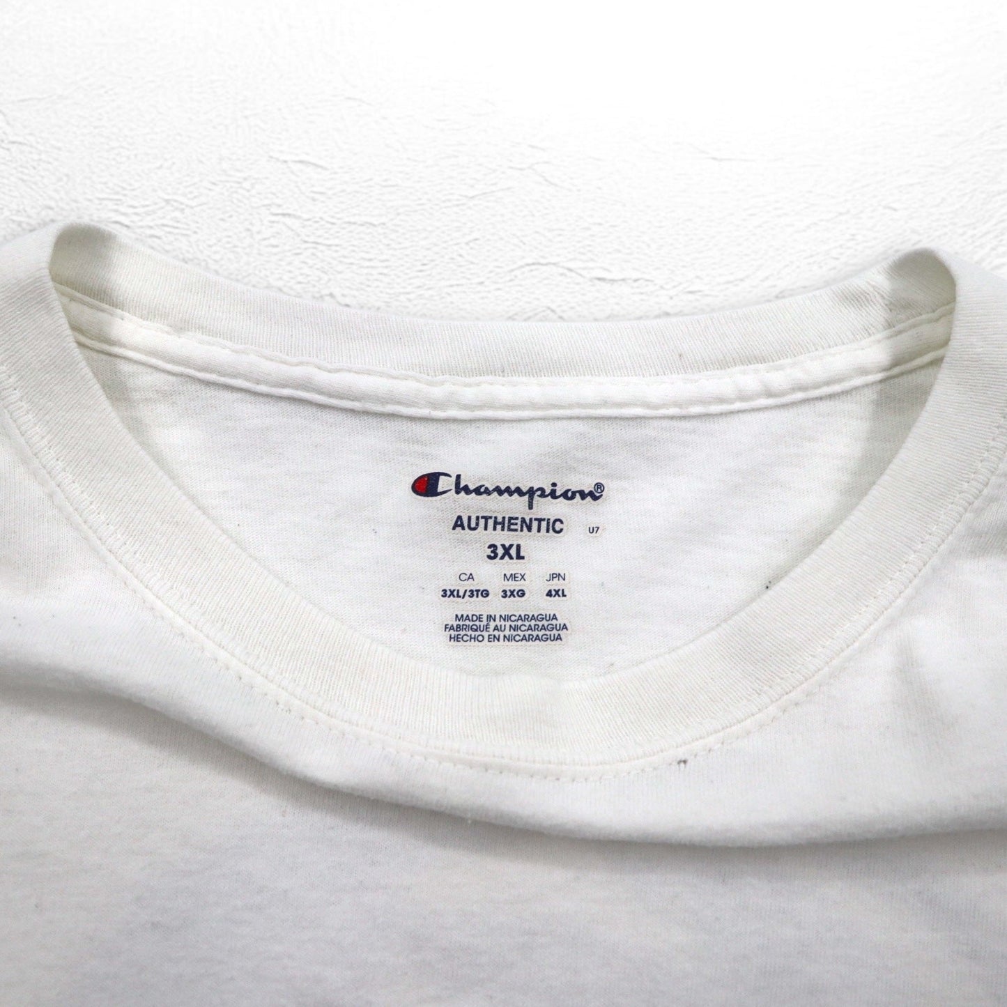 Champion カレッジプリント ロングスリーブ Tシャツ ロンT 4XL ホワイト PENN STATE ビッグサイズ ニカラグア製