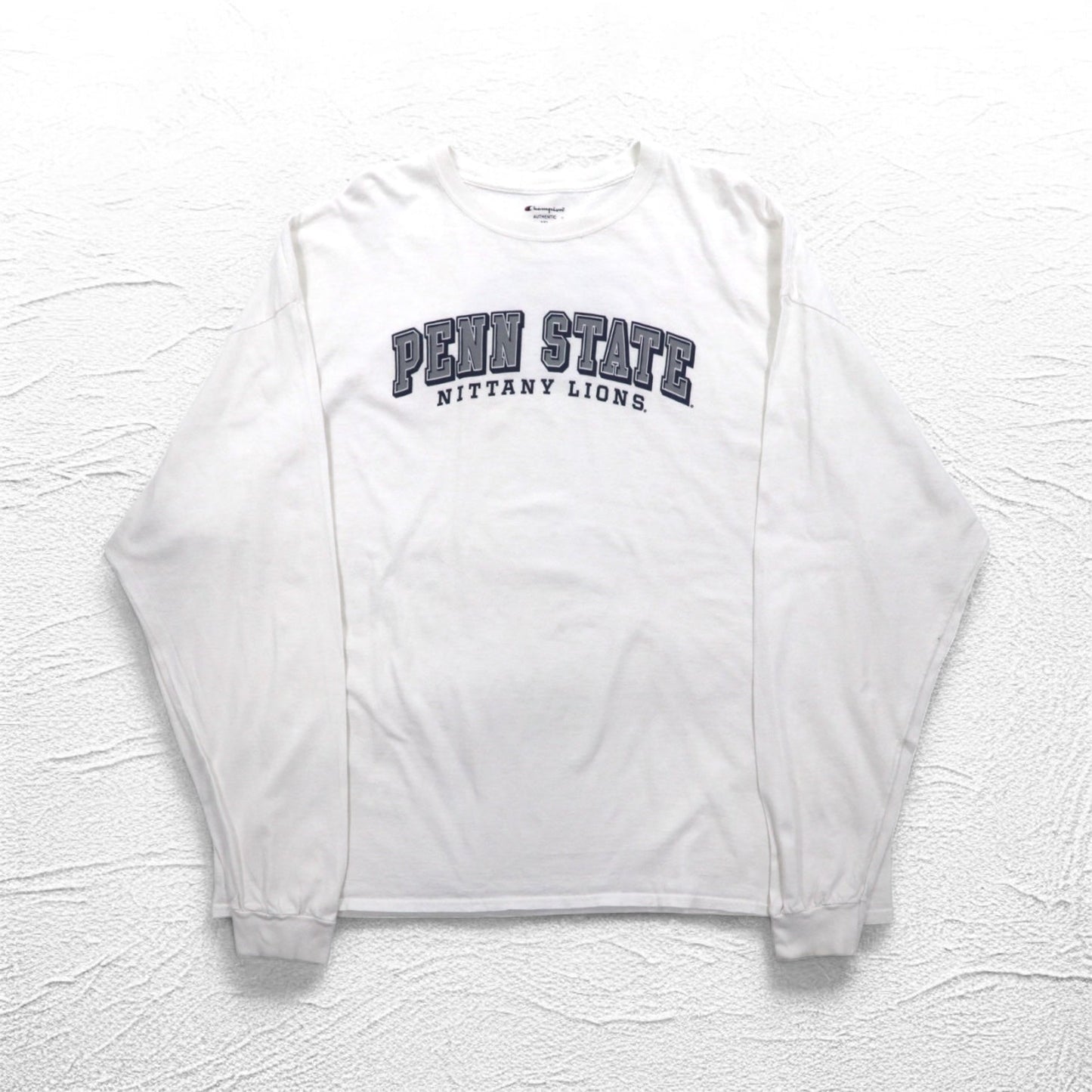 Champion カレッジプリント ロングスリーブ Tシャツ ロンT 4XL ホワイト PENN STATE ビッグサイズ ニカラグア製