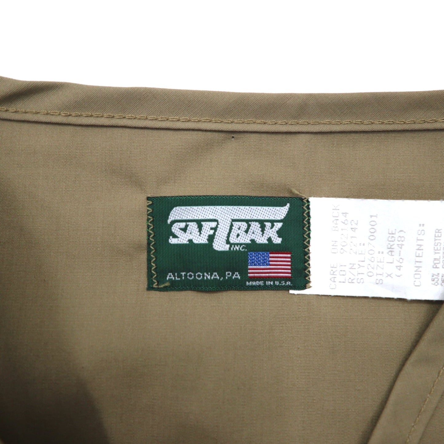 Vintage 90s Made in USA Hunting Vest SAFTBAK ハンティングベスト XL ベージュ ポリエステル コットン