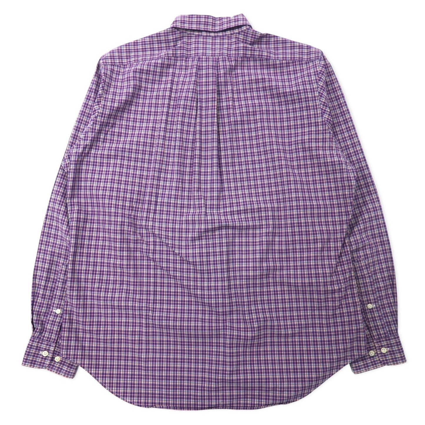 RALPH LAUREN ボタンダウンシャツ L パープル チェック コットン CUSTOM FIT スモールポニー刺繍