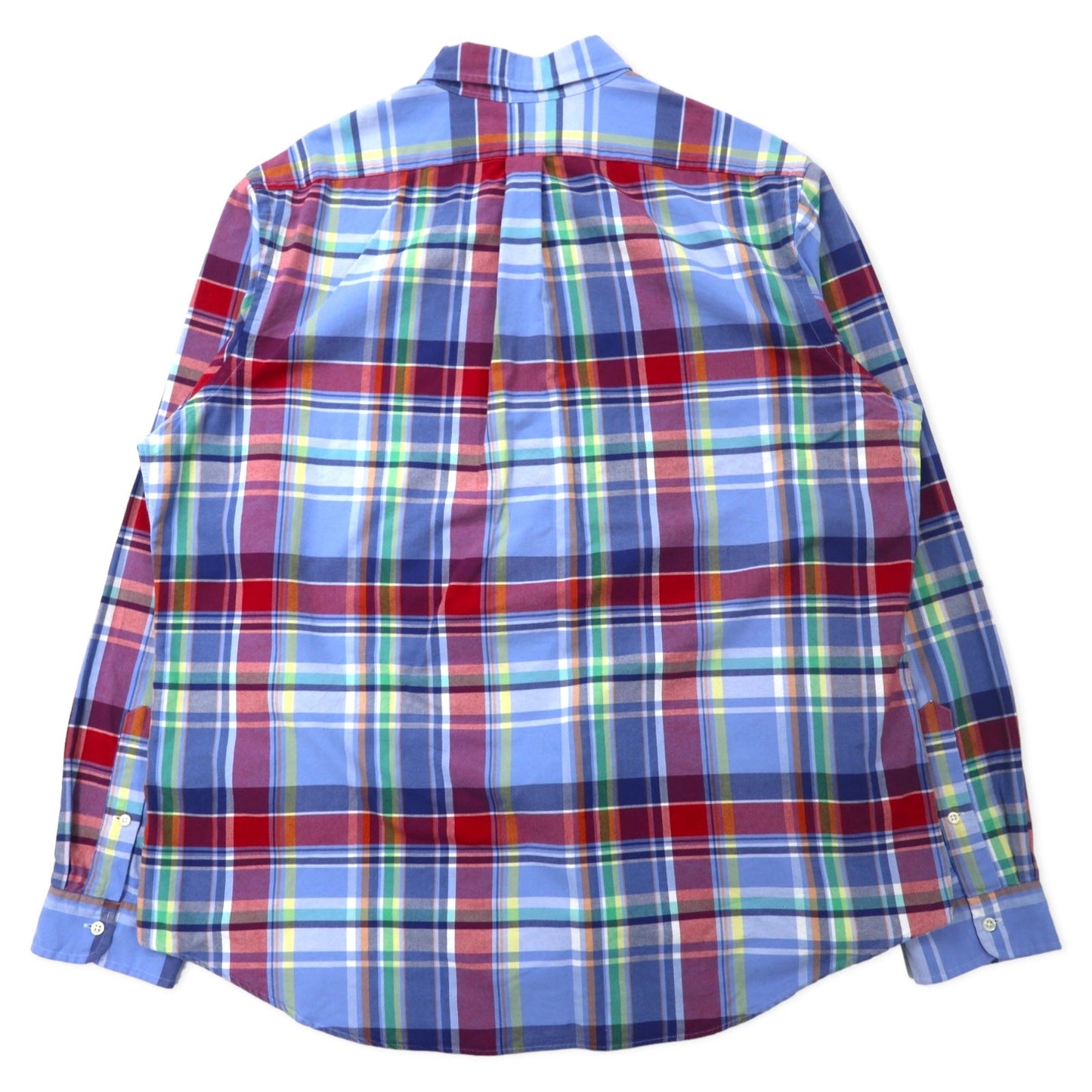 RALPH LAUREN ボタンダウンシャツ XXL ブルー チェック コットン スモールポニー刺繍