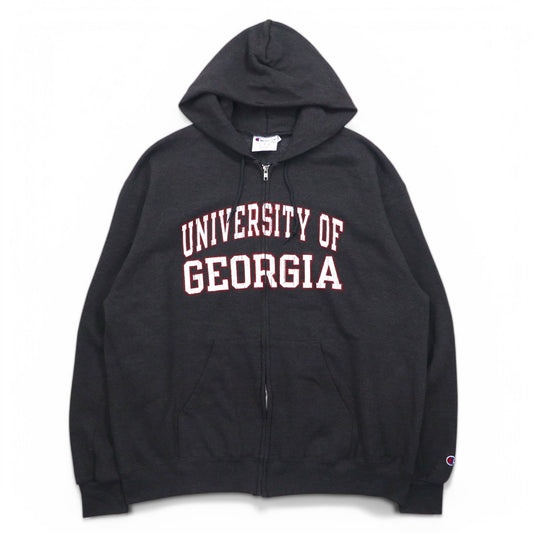 Champion カレッジ フルジップパーカー 3XL グレー 裏起毛 ビッグサイズ UNIVERSITY OF GEORGIA ホンジュラス製