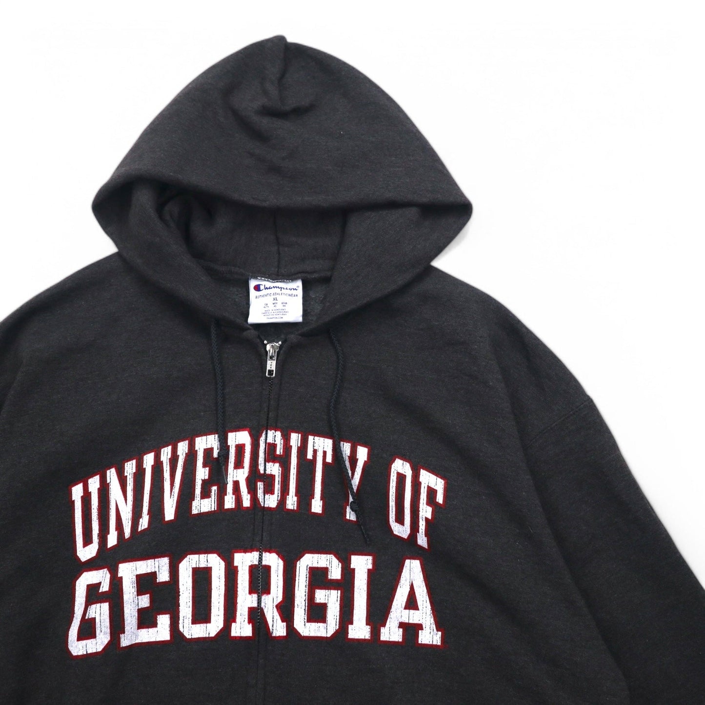 Champion カレッジ フルジップパーカー 3XL グレー 裏起毛 ビッグサイズ UNIVERSITY OF GEORGIA ホンジュラス製