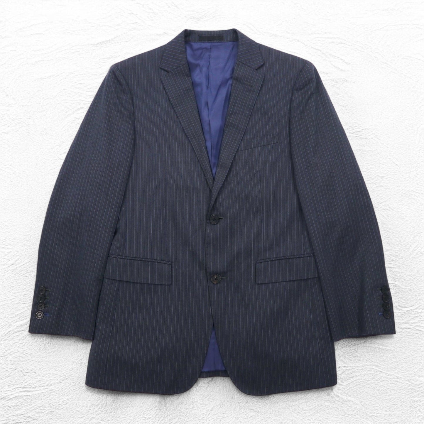 BURBERRY BLACK LABEL 2B テーラードジャケット スーツ S グレー ストライプ ウール 羊毛 D1H31-608-07