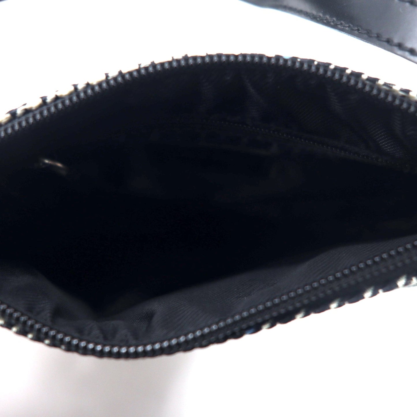 LAUREN RALPH LAUREN ガンクラブチェック ショルダーバッグ ポシェット ホワイト ナイロンキャンバス レザー ロゴプレート 未使用品