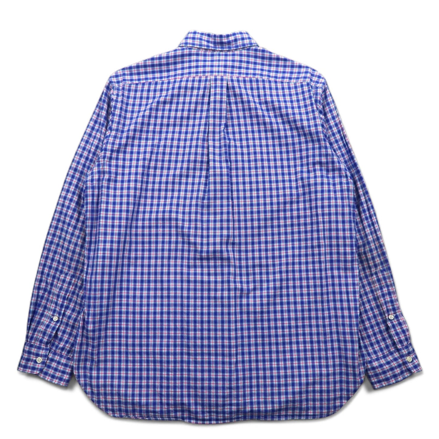 RALPH LAUREN ボタンダウンシャツ L ブルー チェック ビッグサイズ スモールポニー刺繍