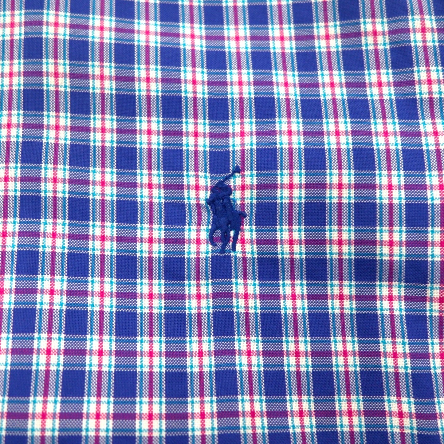 RALPH LAUREN ボタンダウンシャツ L ブルー チェック ビッグサイズ スモールポニー刺繍