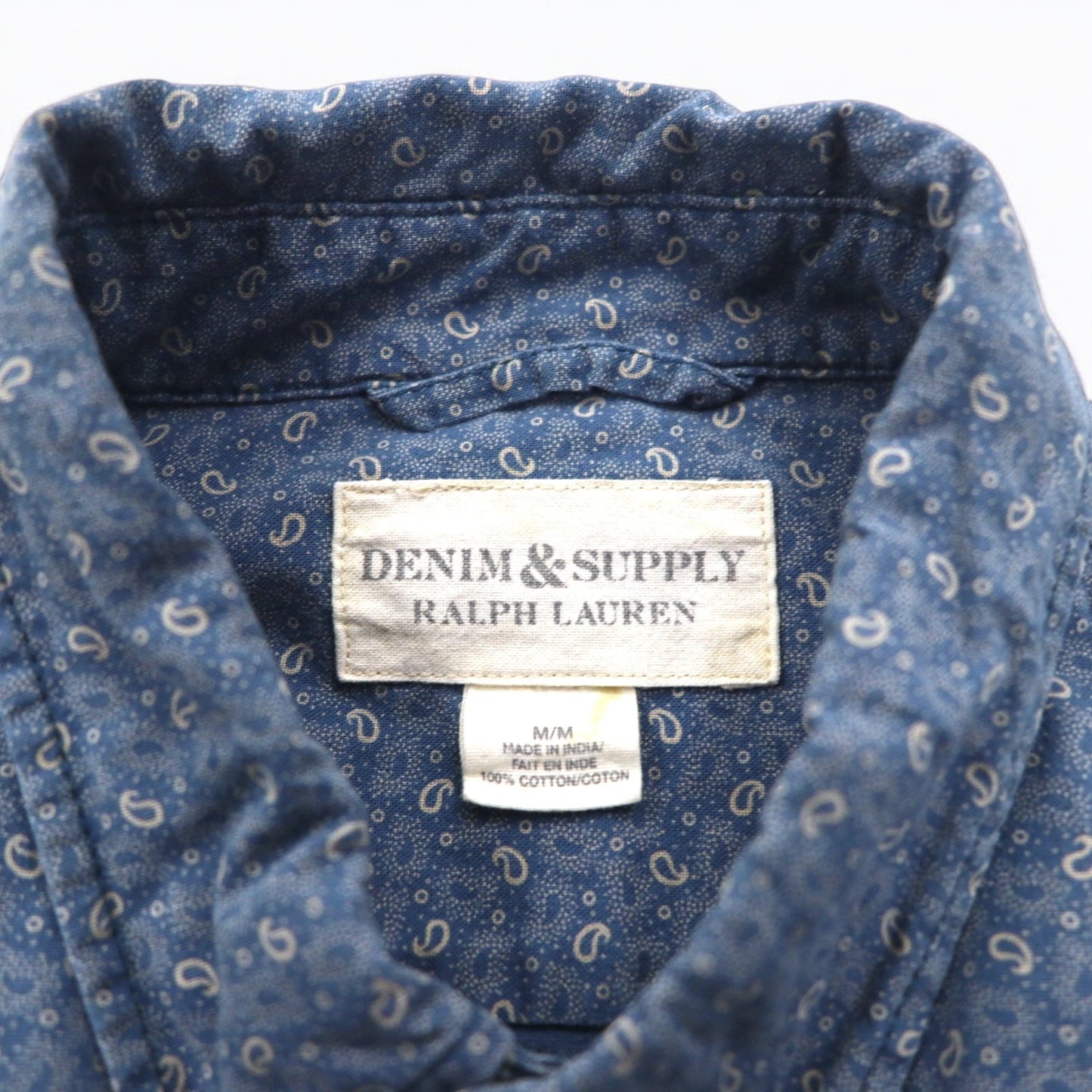 DENIM & SUPPLY RALPH LAUREN ペイズリー ボタンダウンシャツ M ネイビー 総柄 コットン