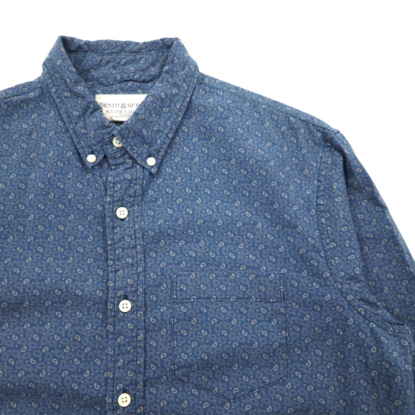 DENIM & SUPPLY RALPH LAUREN ペイズリー ボタンダウンシャツ M ネイビー 総柄 コットン