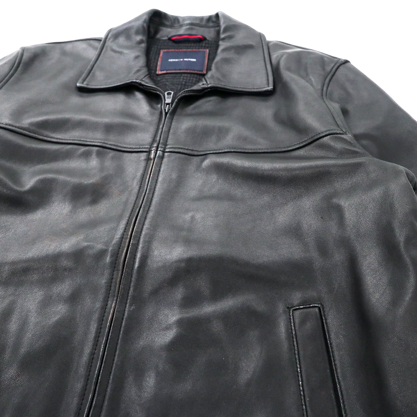 TOMMY HILFIGER レザー ライダースジャケット XL ブラック 羊革 ラムレザー