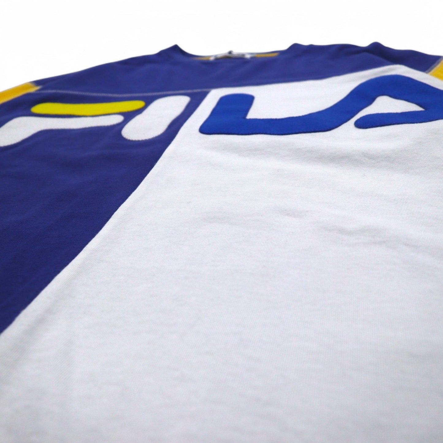 FILA 90年代 カラーブロック ロゴ スウェット M コットン ネイビー イエロー ホワイト