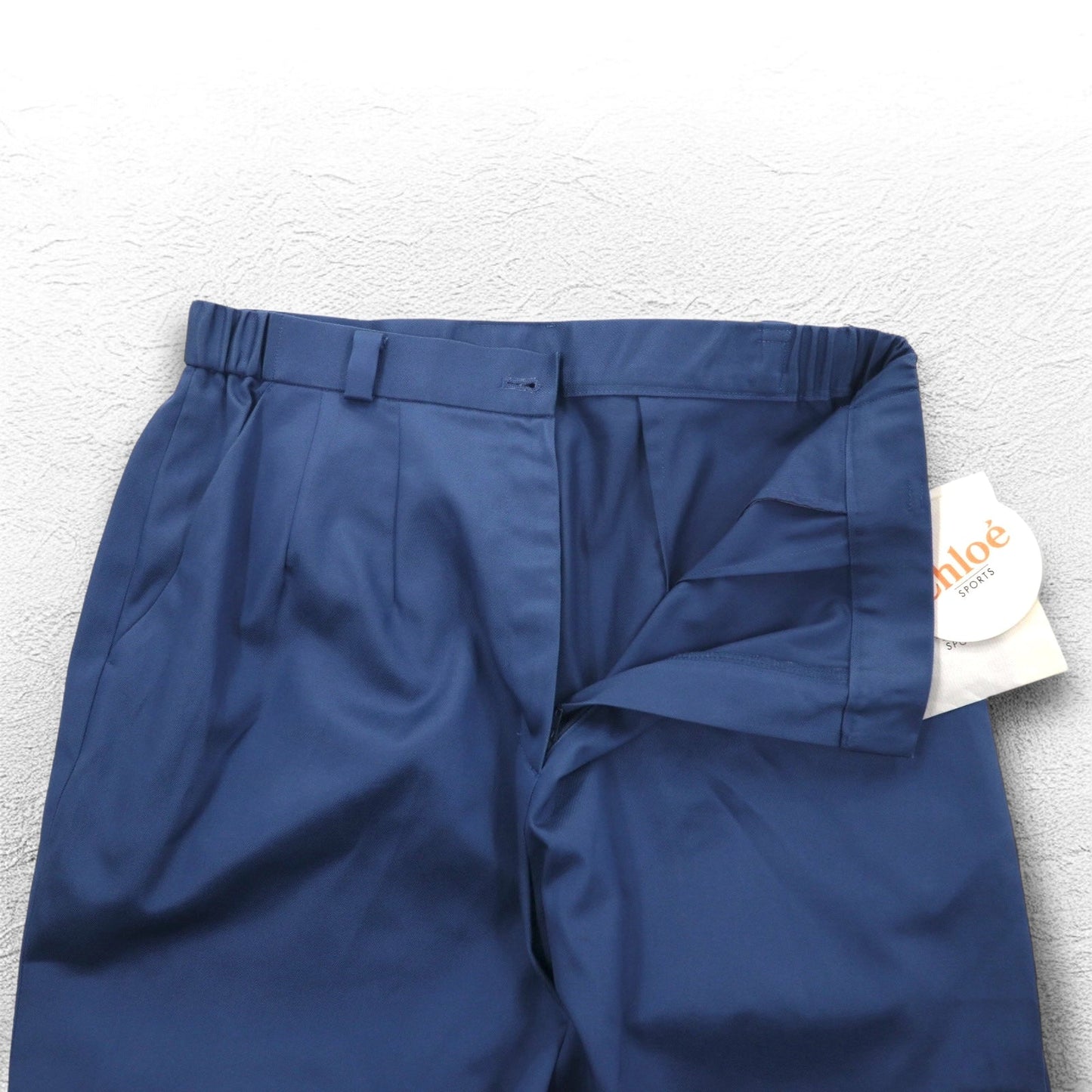 Chloe SPORTS 80年代 タック ワイド イージースラックスパンツ 2XL ブルー コットン CHL8256 日本製 未使用品