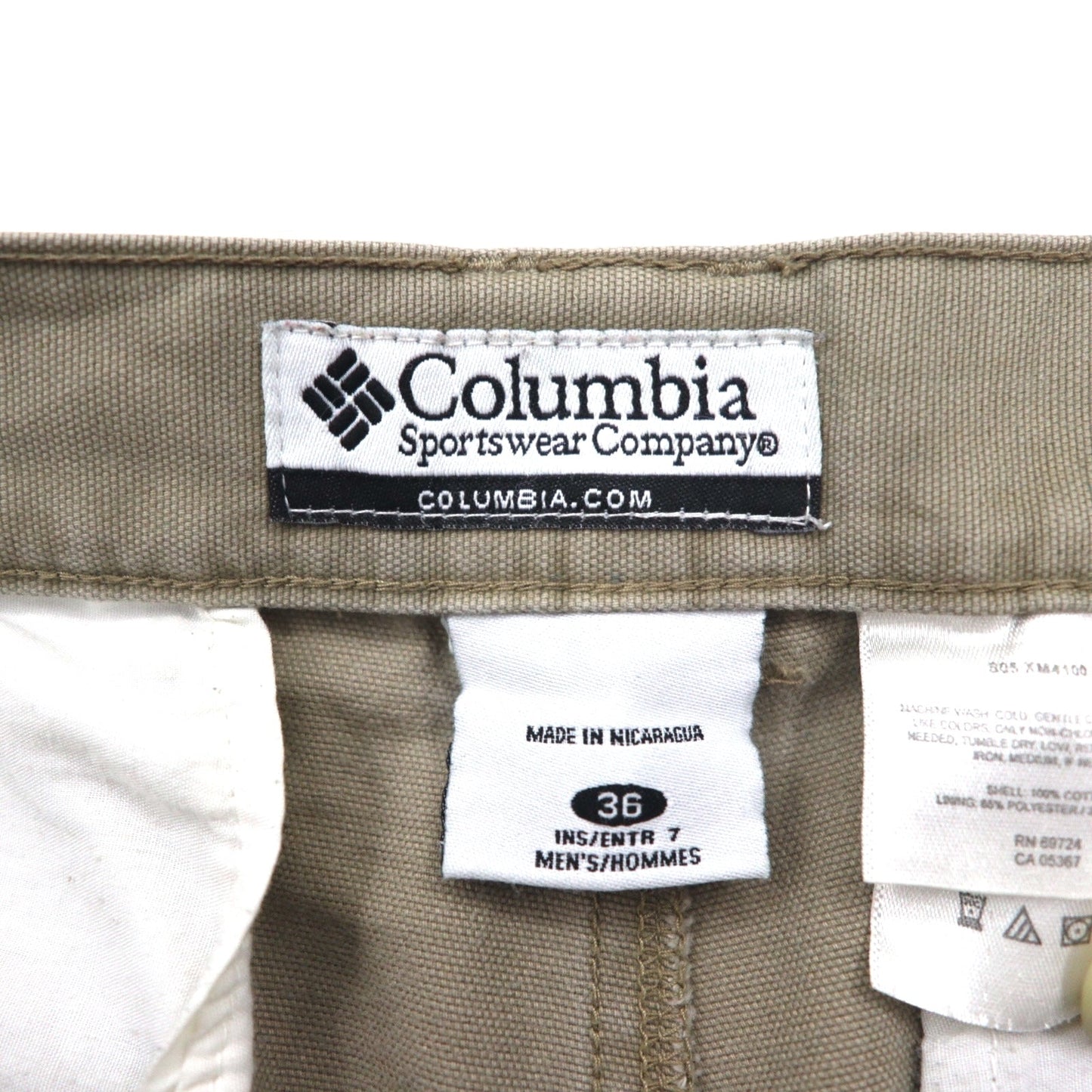Columbia 00年代 ダック地 ショート ブッシュパンツ ハーフパンツ L カーキ フラップポケット XM4100 ニカラグア製