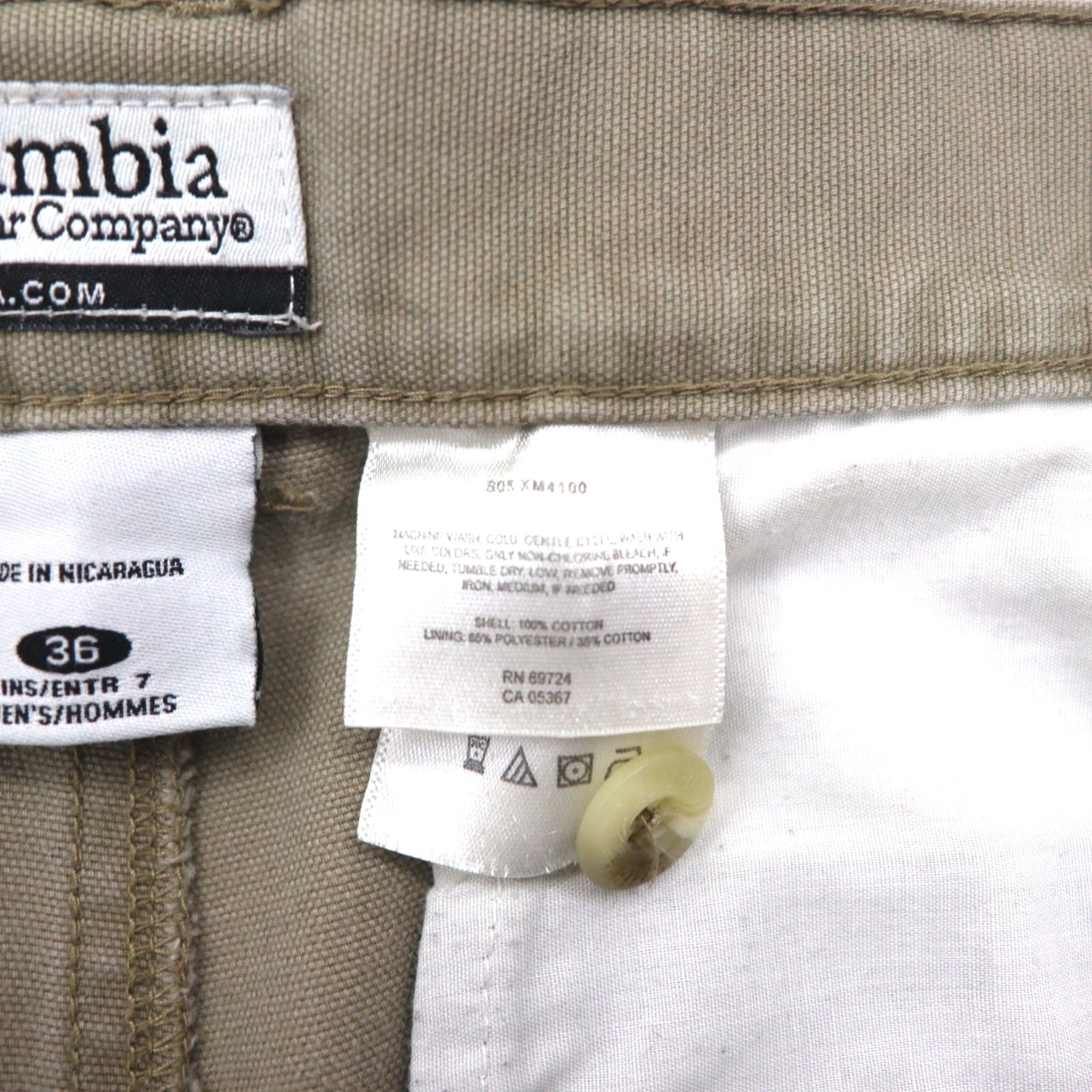 Columbia 00年代 ダック地 ショート ブッシュパンツ ハーフパンツ L カーキ フラップポケット XM4100 ニカラグア製