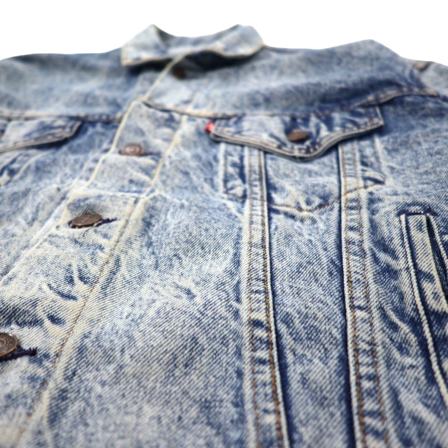 Levi's USA製 80年代 デニムジャケット Gジャン L ブルー ケミカルウォッシュ コットン 70507-0219 ボタン裏262