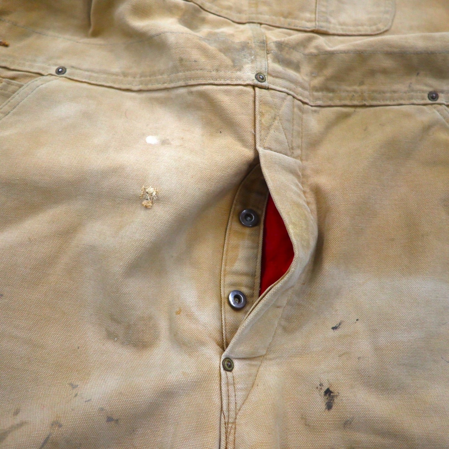 carhartt USA製 80年代 ダブルニー ビブ オーバーオール XL ベージュ ダック地 星形タグ 6FBQZ