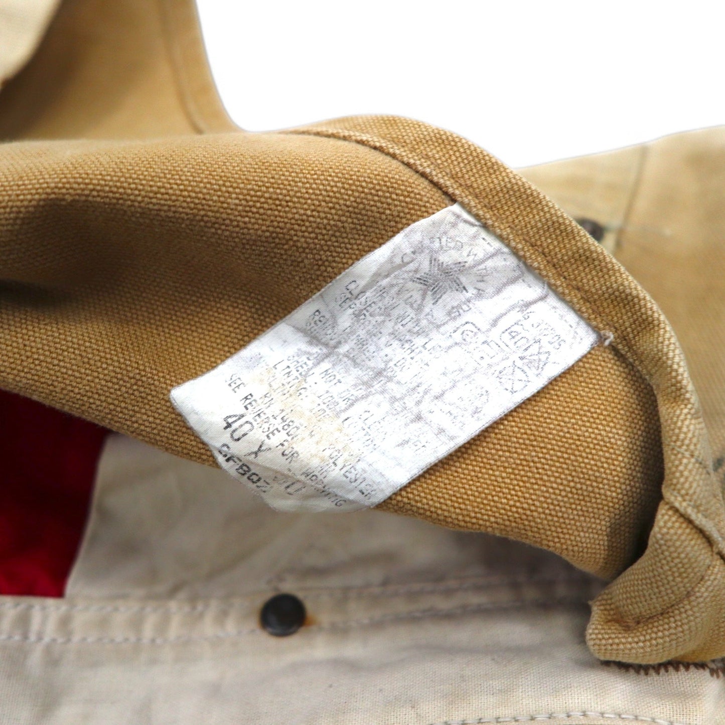 carhartt USA製 80年代 ダブルニー ビブ オーバーオール XL ベージュ ダック地 星形タグ 6FBQZ