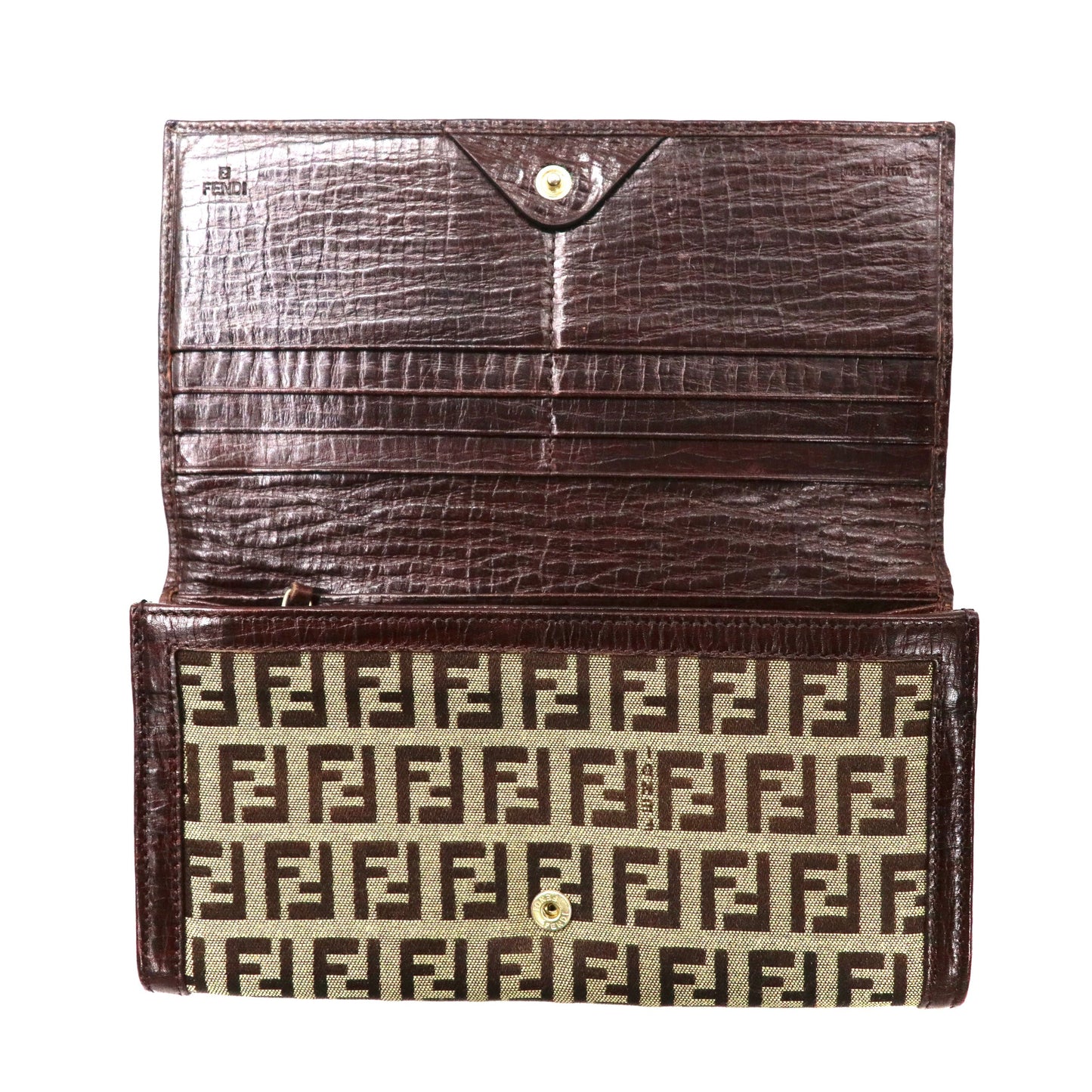 FENDI 長財布 ブラウン キャンバス レザー ズッキーノ オールド 2270 8M0000 TN9 088 イタリア製