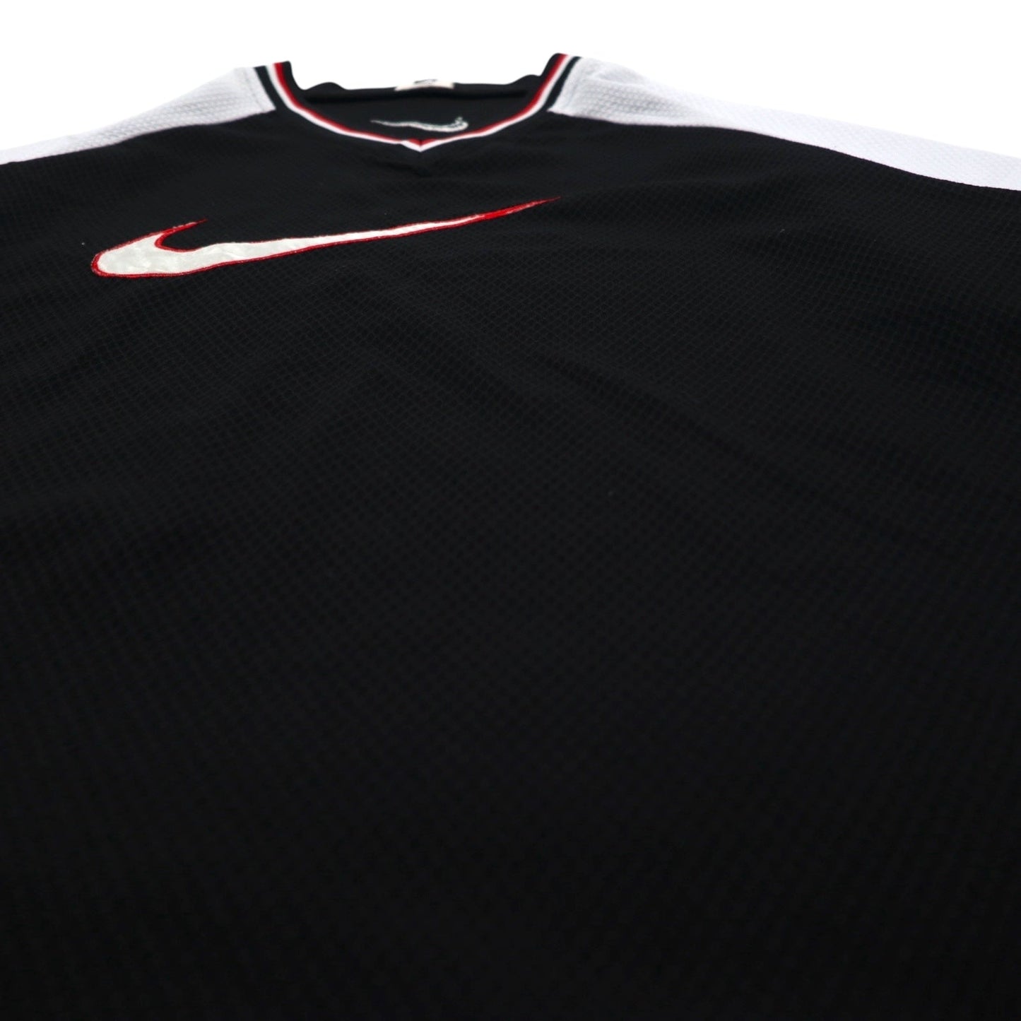 NIKE 90年代 銀タグ スウォッシュ 刺繍 ゲームシャツ Vネック Tシャツ L ブラック ポリエステル