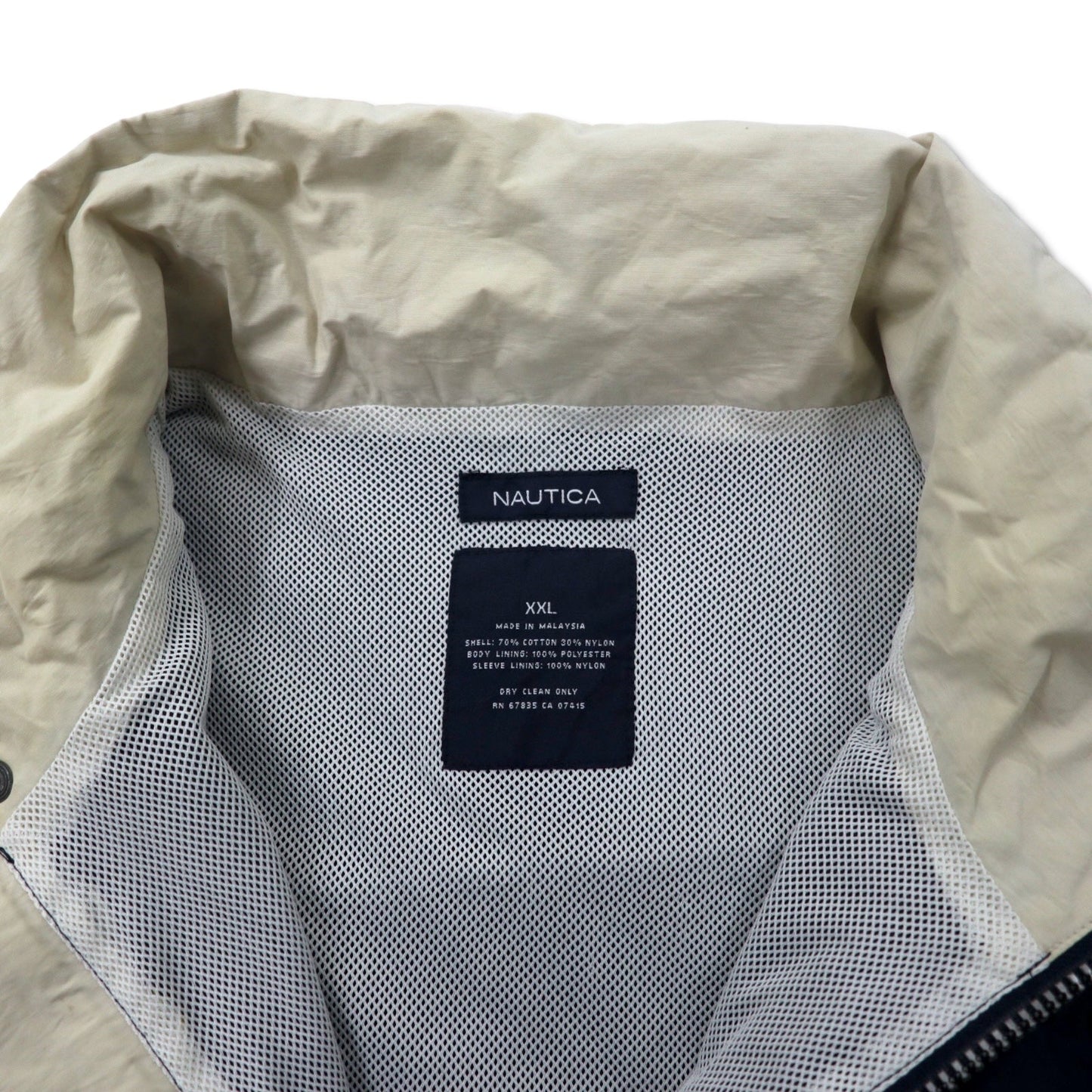 NAUTICA 00年代 セーリングジャケット XXL ネイビー イエロー コットン ナイロン フード収納式 ビッグサイズ