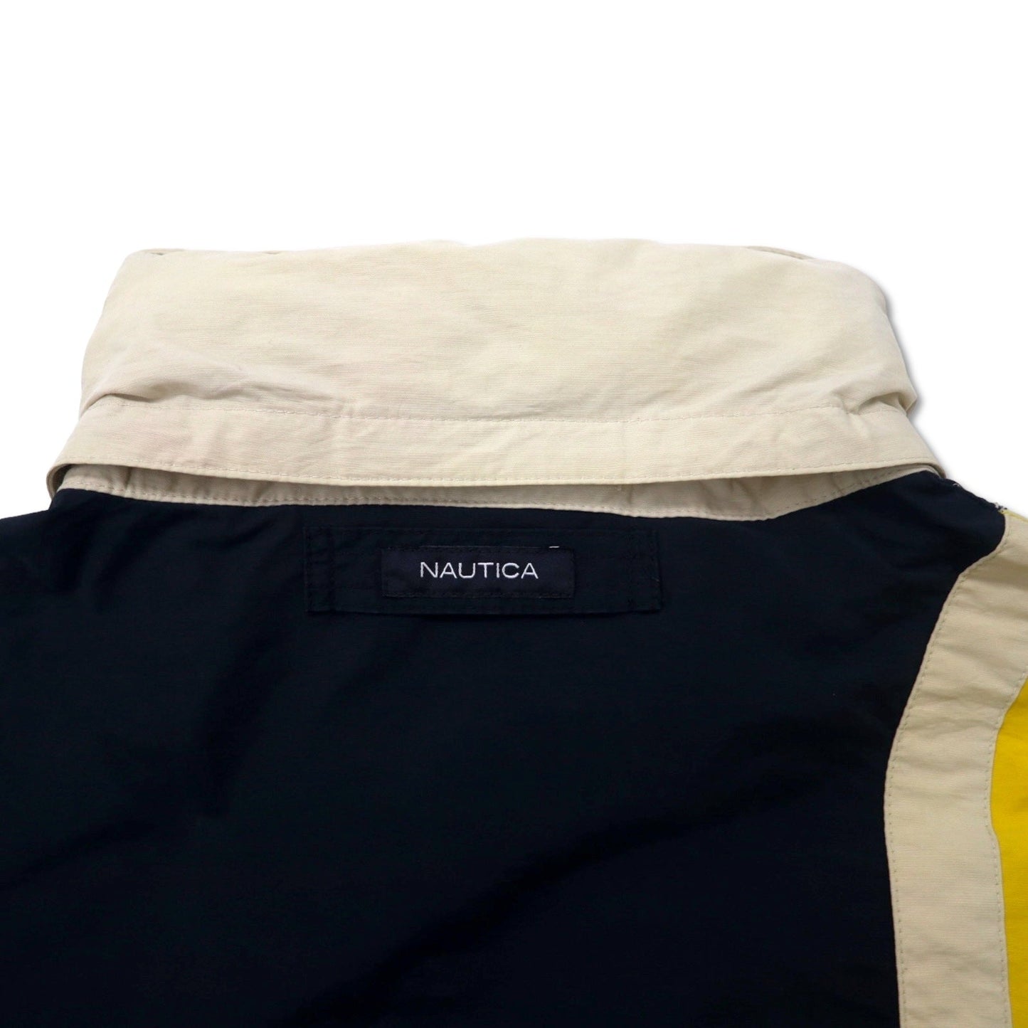 NAUTICA 00年代 セーリングジャケット XXL ネイビー イエロー コットン ナイロン フード収納式 ビッグサイズ