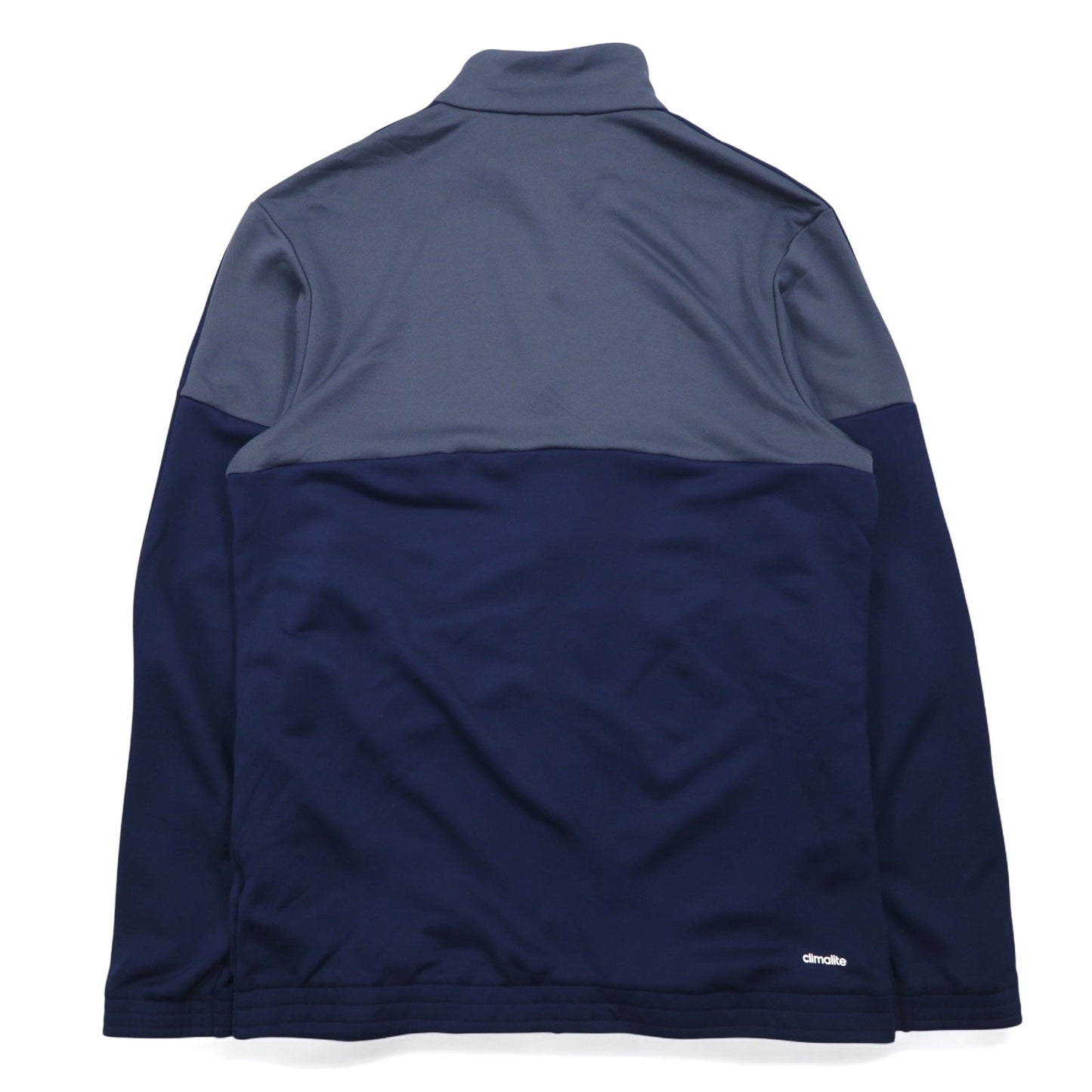 adidas スタンドカラートラックジャケット ジャージ 2XL バイカラー ネイビー グレー ポリエステル 3ストライプ