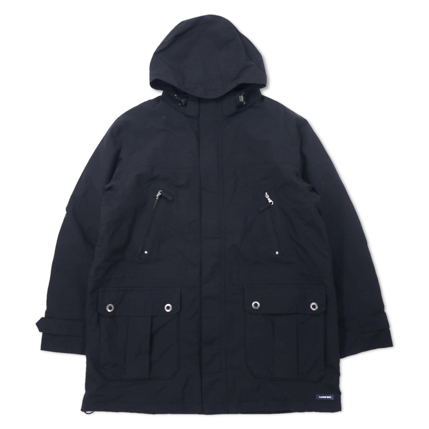 LANDS' END スコール ウィンターパーカー コート XL ネイビー ナイロン 防水 キルティング フリースライナー SQUALL PARKA 457125