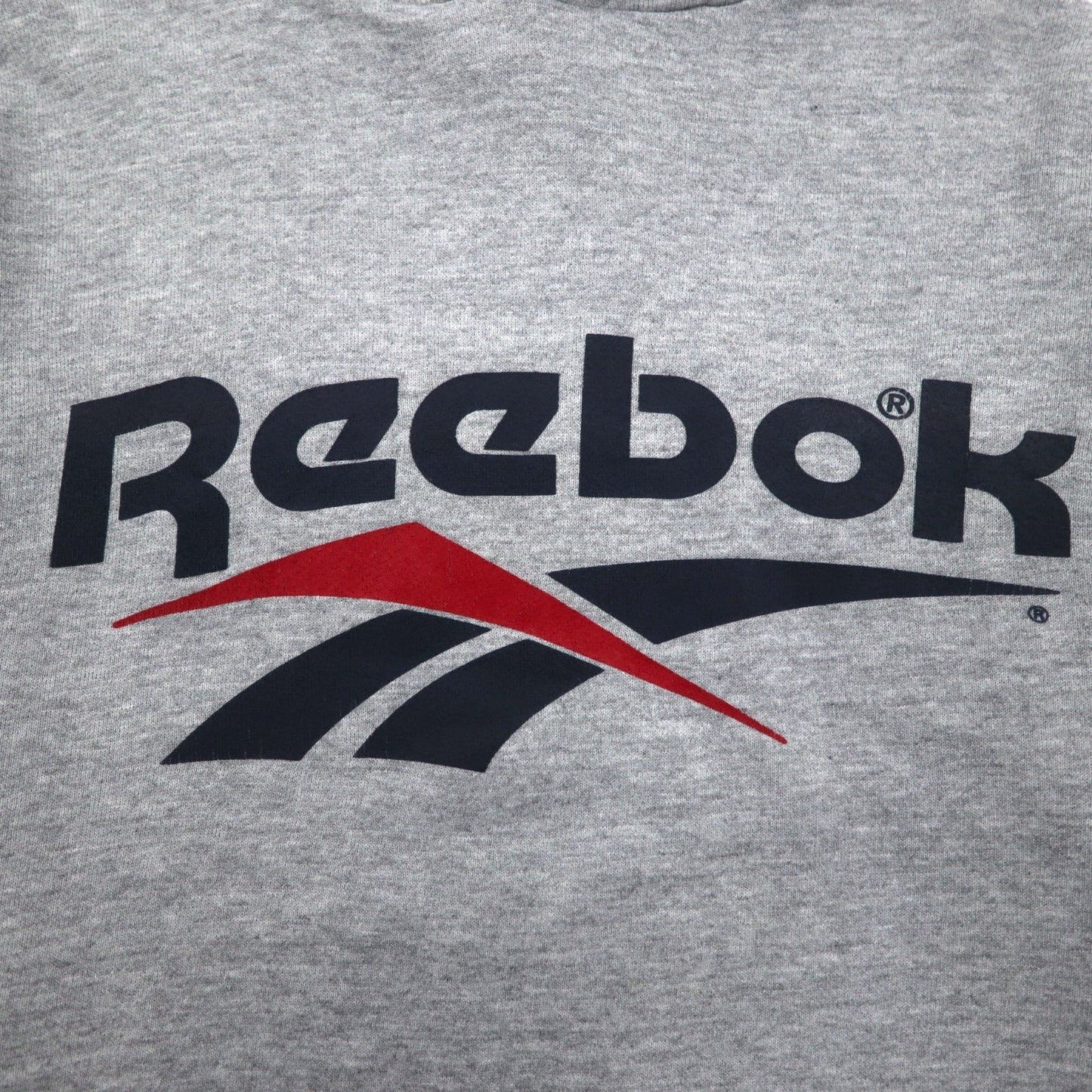 Reebok 90年代 USA製 ベクターロゴ プルオーバー パーカー M グレー コットン