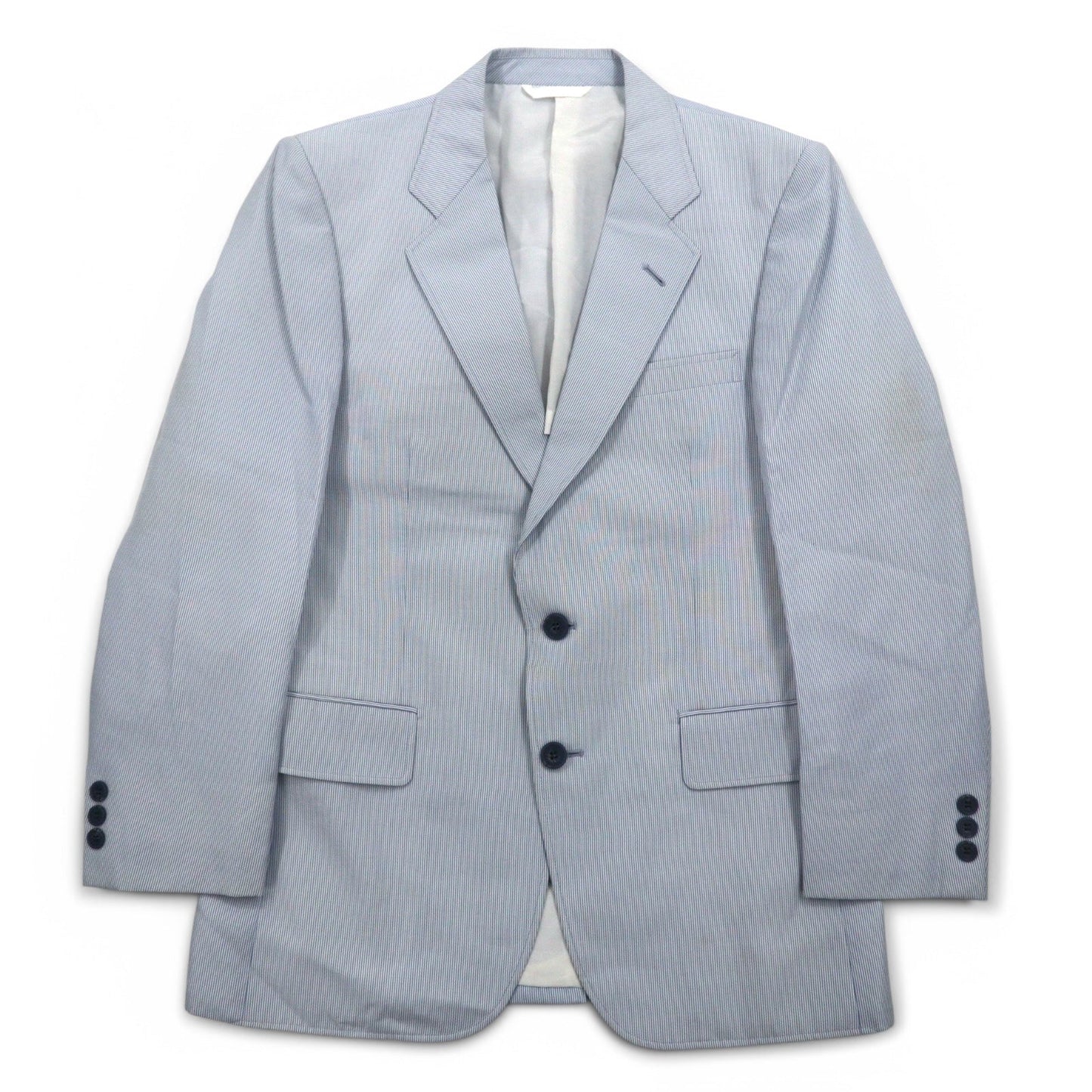 Vintage 90s Japan Made Traditional Suit Mr. SANYO シアサッカー 2B スーツ セットアップ S ブルー ストライプ ワイド