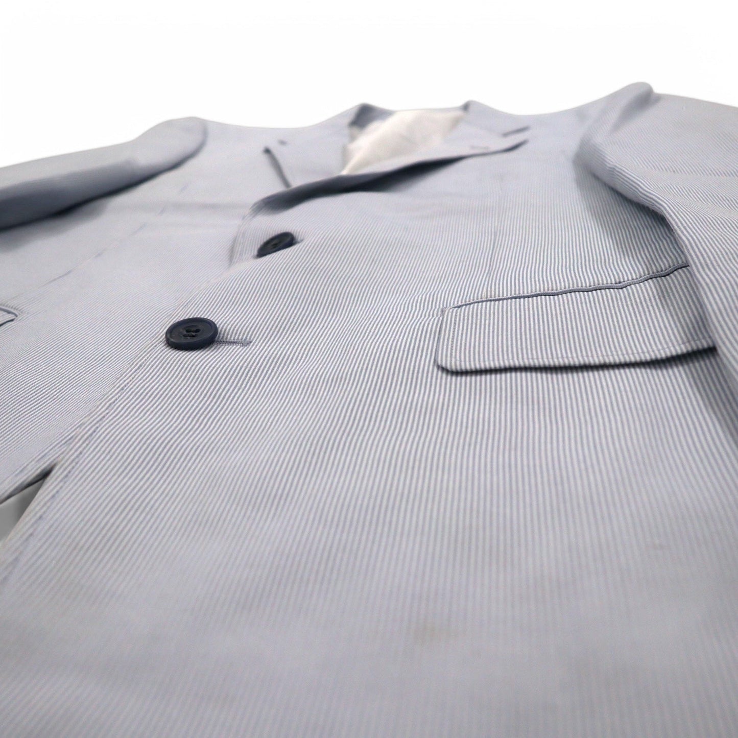Vintage 90s Japan Made Traditional Suit Mr. SANYO シアサッカー 2B スーツ セットアップ S ブルー ストライプ ワイド
