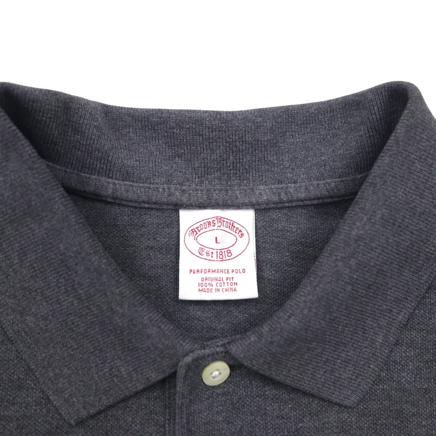 Brooks Brothers ポロシャツ L グレー コットン 鹿の子 ワンポイントロゴ刺繍