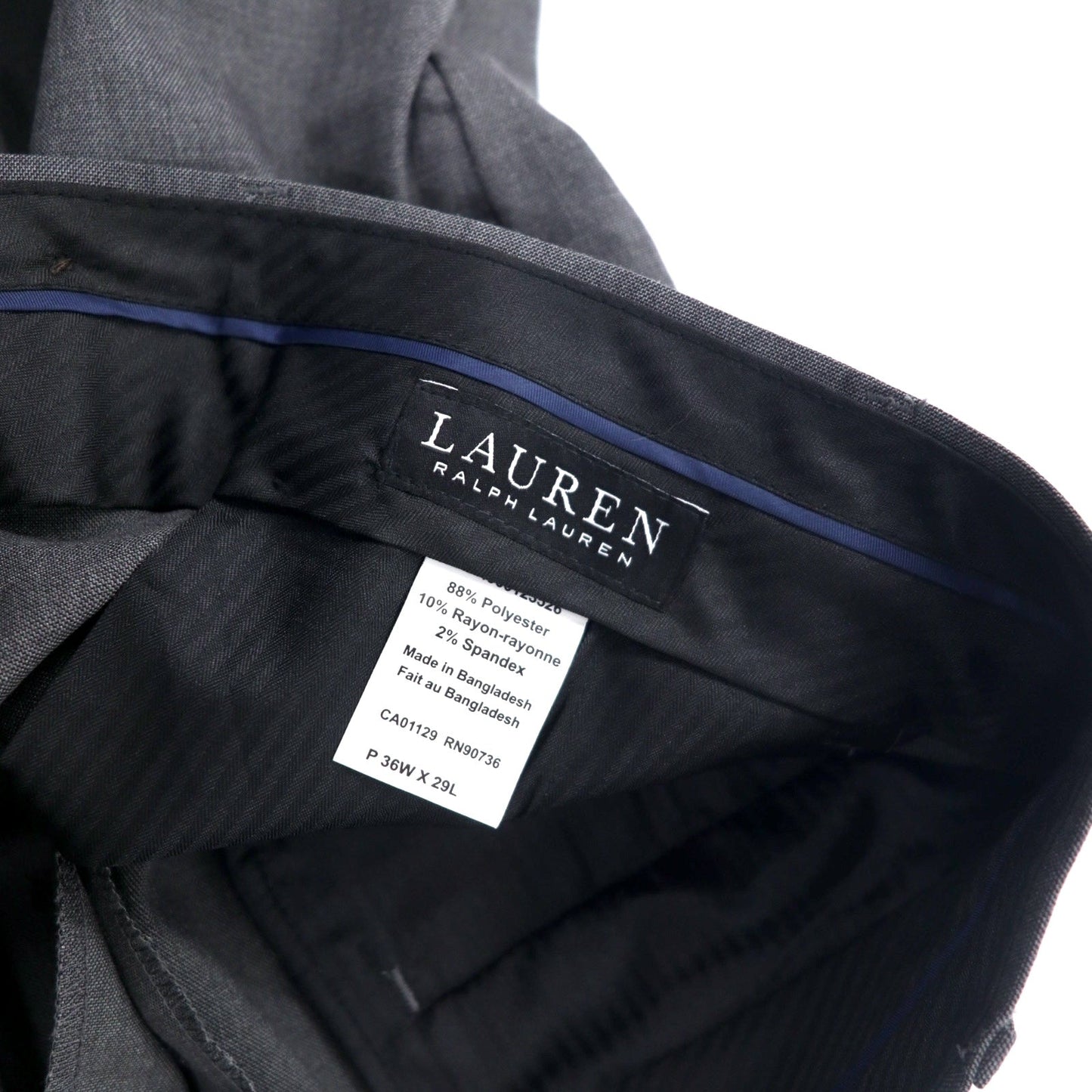 LAUREN RALPH LAUREN クラシックフィット スラックスパンツ 36W グレー ポリエステル ストレッチ ULTRA FLEX 形態安定 未使用品
