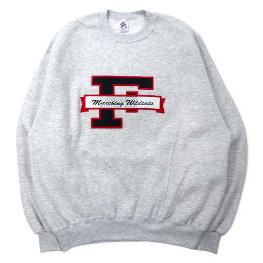 JERZEES USA製 90年代 SUPER SWEATS カレッジ刺繍 スウェット XL グレー コットン 裏起毛 marching wildcats ビッグサイズ