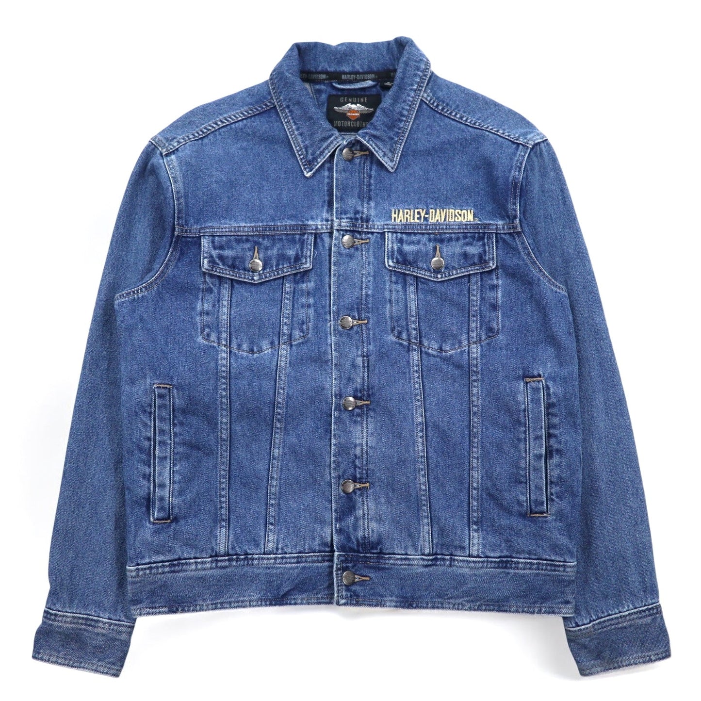 HARLEY DAVIDSON デニムジャケット Gジャン M インディゴ ブルー バックロゴ刺繍