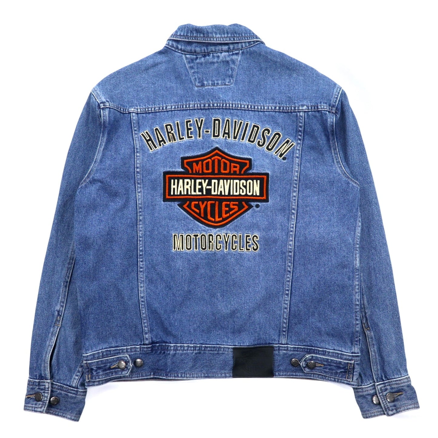 HARLEY DAVIDSON デニムジャケット Gジャン M インディゴ ブルー バックロゴ刺繍