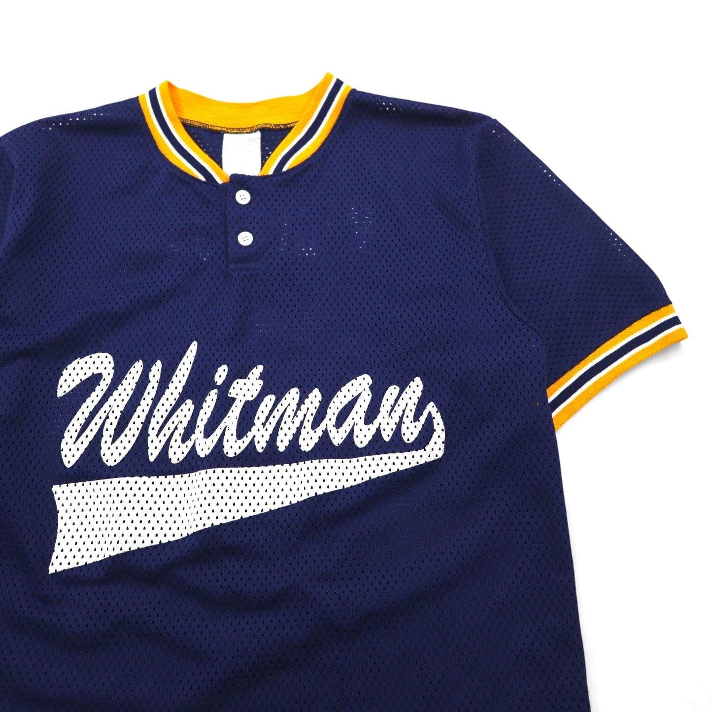 Athletic Knit 90年代 メッシュ ゲームシャツ M ネイビー NCAA Whitman カレッジ ナンバリング ヘンリーネック