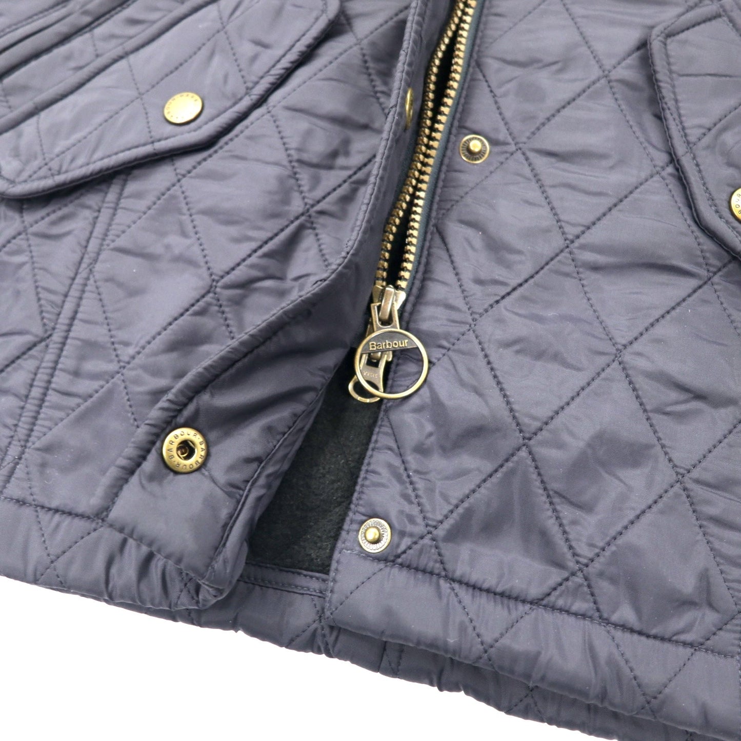 Barbour キルティングジャケット 40 ネイビー ポリエステル キャバルリー ポーラー 3ワラント