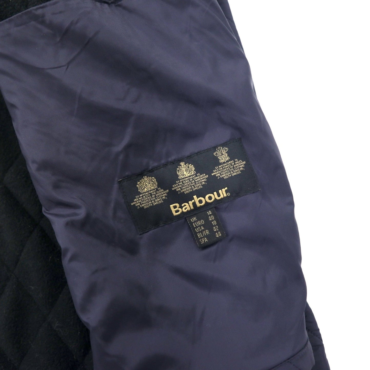 Barbour キルティングジャケット 40 ネイビー ポリエステル キャバルリー ポーラー 3ワラント